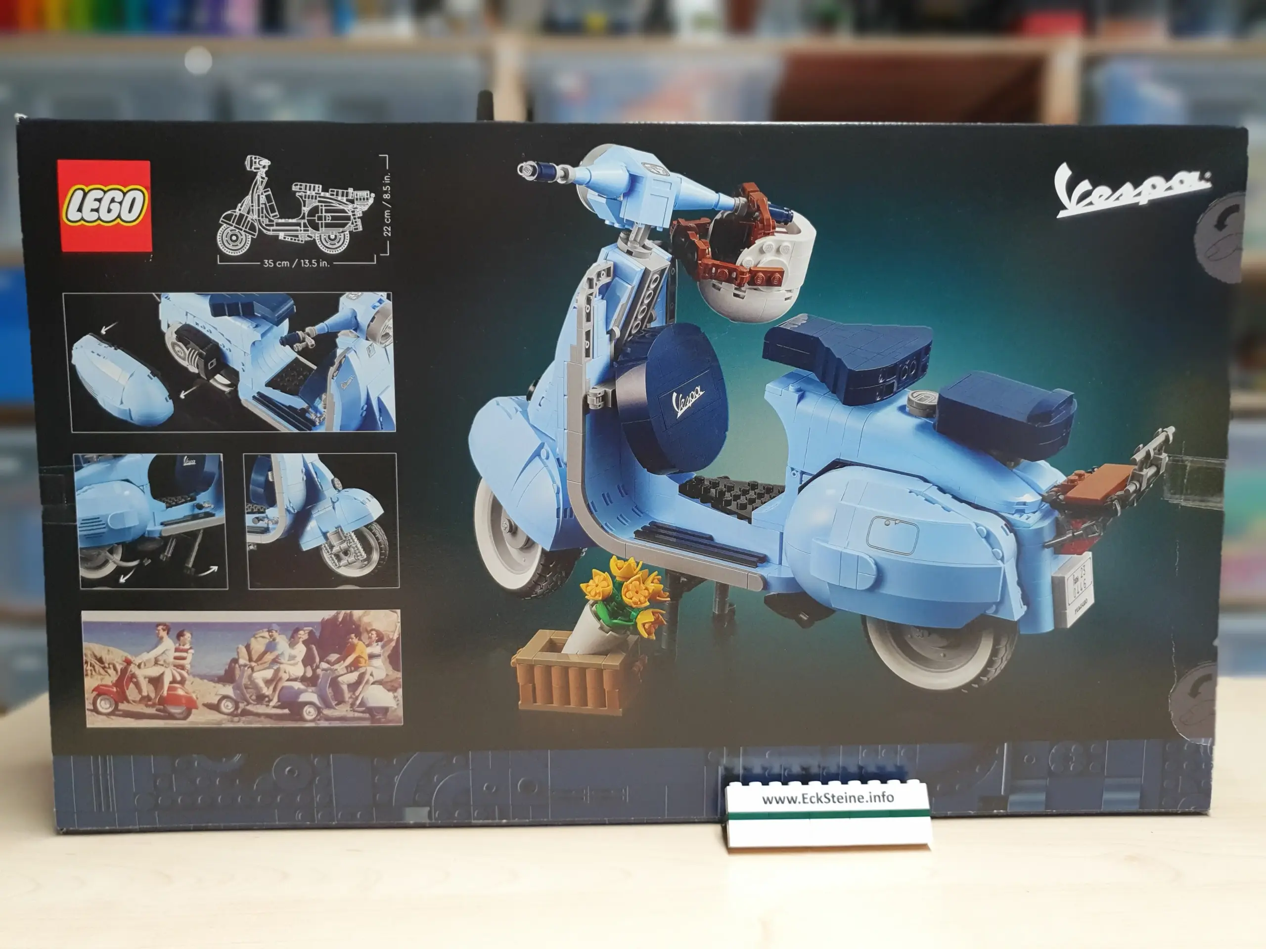 EckSteine Produktbild vom Set Vespa 125 der Marke LEGO mit der Setnummer 10298 aus der Kategorie ICONS - CREATOR EXPERT.