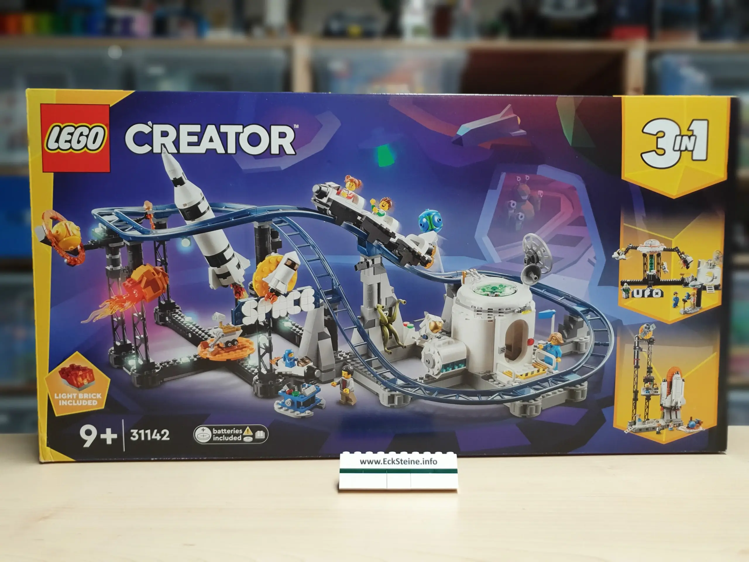 EckSteine Produktbild vom Set Weltraum-Achterbahn der Marke LEGO mit der Setnummer 31142 aus der Kategorie CREATOR 3-IN-1.