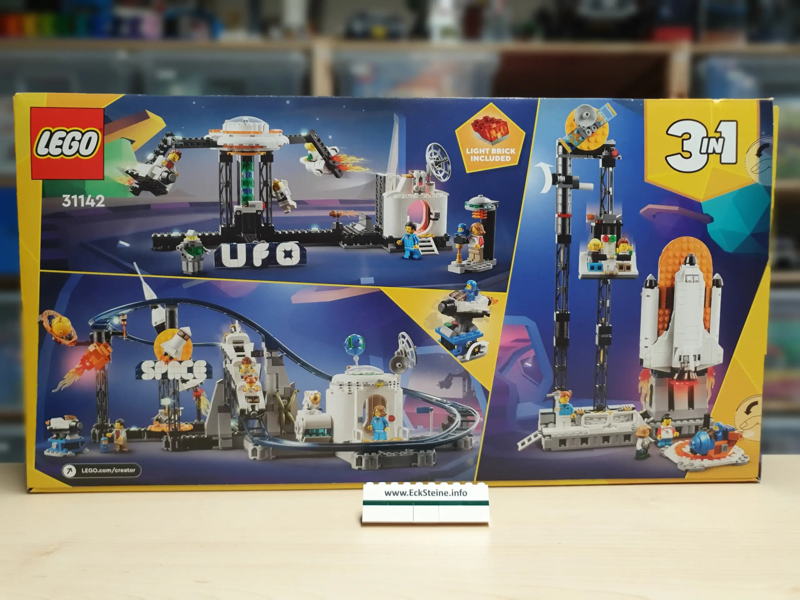 EckSteine Produktbild vom Set Weltraum-Achterbahn der Marke LEGO mit der Setnummer 31142 aus der Kategorie CREATOR 3-IN-1.