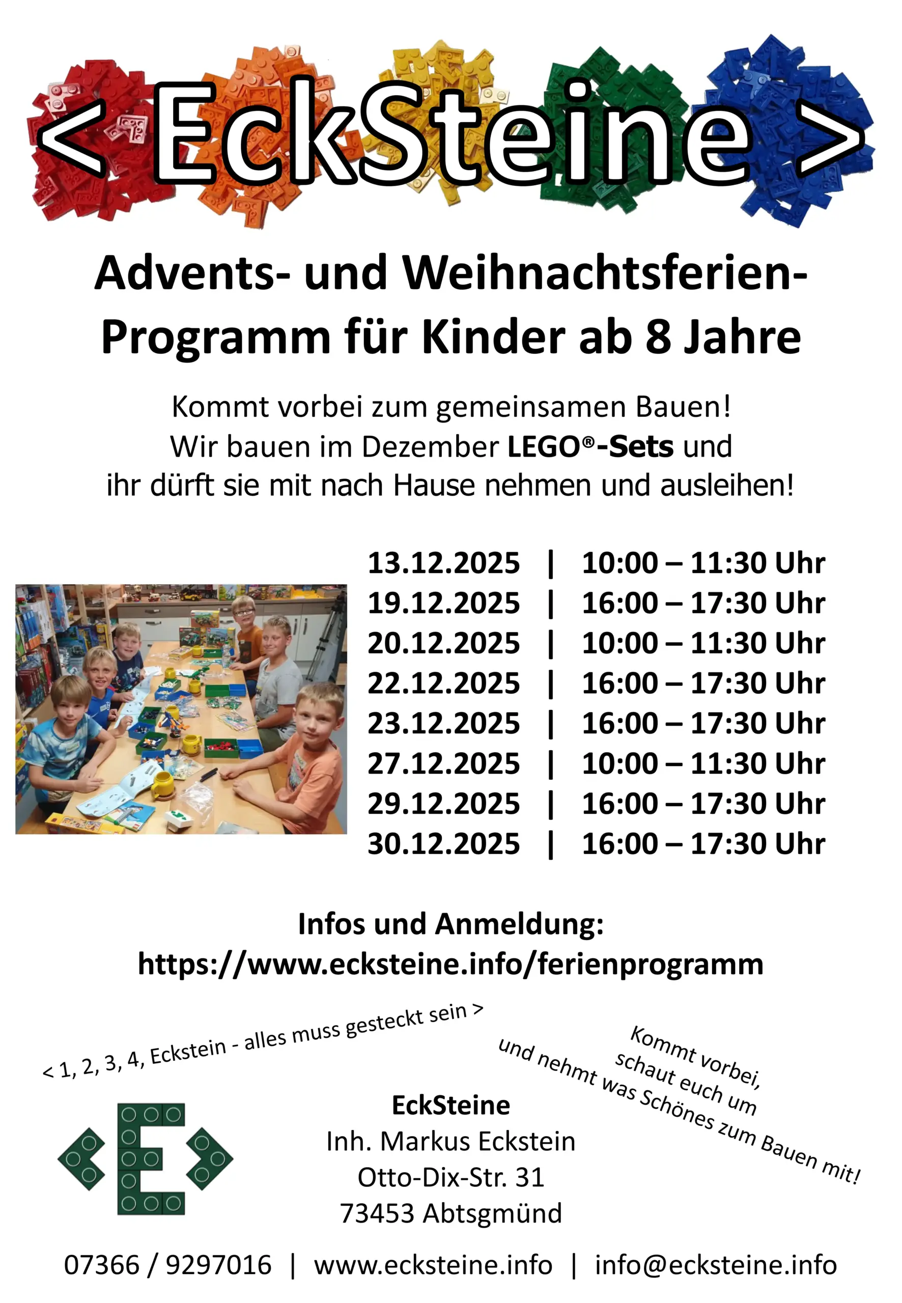 EckSteine Flyer Weihnachtsferienprogramm 2025